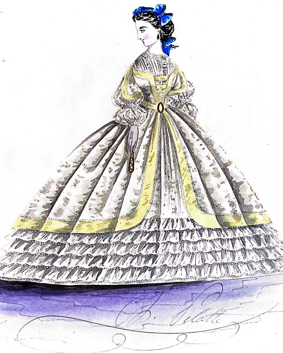 英国时装设计师Charles Frederick Worth-19世纪古董设计签名手稿 - 海报/装饰画/版画 - 纸 白色