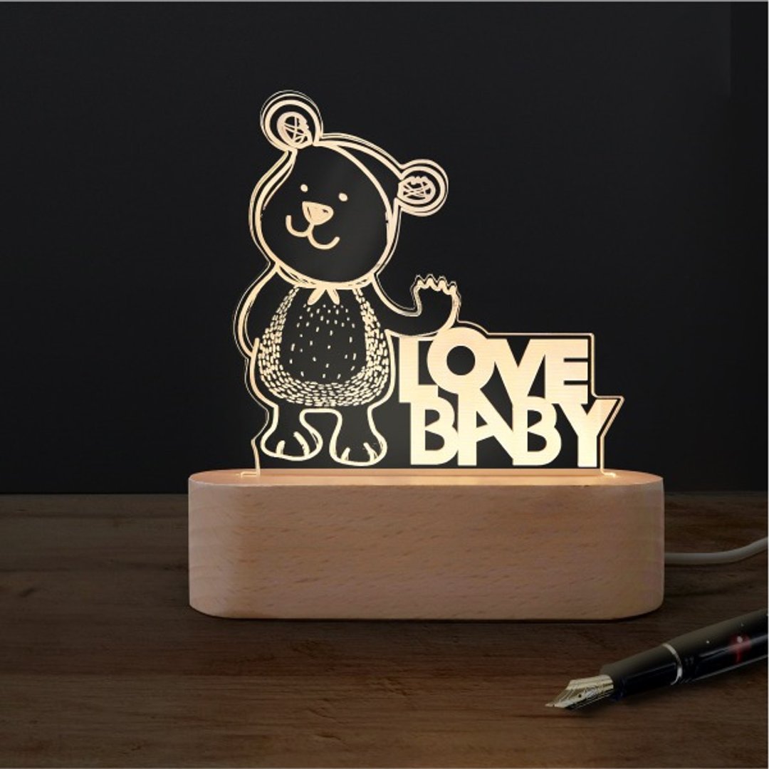 小熊小夜灯(疗愈 温馨 送礼小物 床头灯 台灯 夜灯 3D小夜灯) - 灯具/灯饰 - 塑料 咖啡色