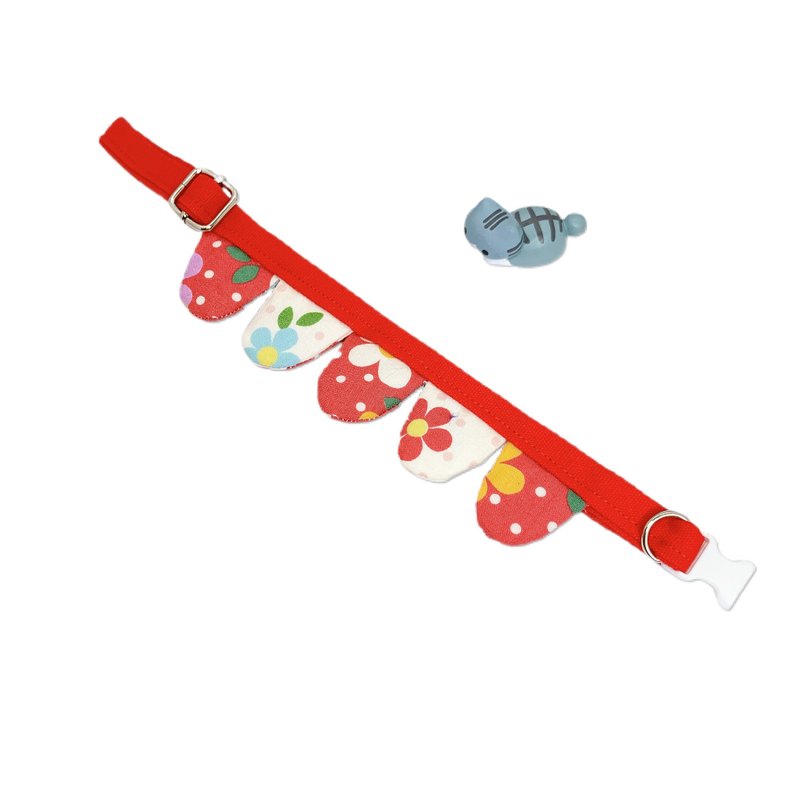 MaoFenBiBi 草莓圣代 - 限量韩国布 - 花瓣项圈 & 手工项圈 - 项圈/牵绳 - 棉．麻 