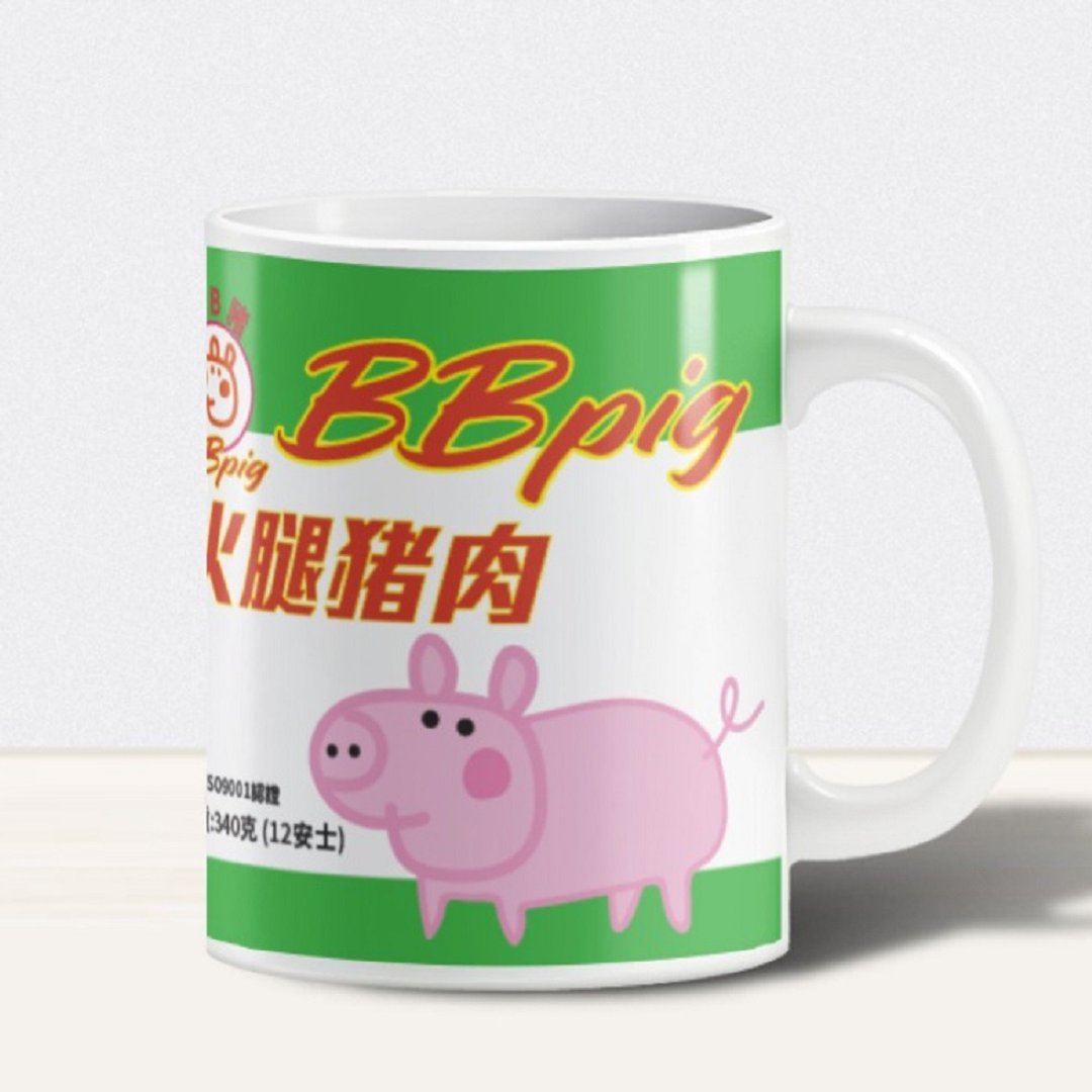 【文艺士多】BB猪牛餐肉陶瓷杯│情人节/父亲节/生日礼物/婚礼 - 咖啡杯/马克杯 - 瓷 白色