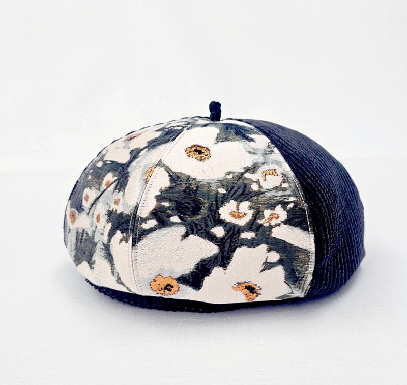 【HiGh MaLi】文艺复兴系列/秋冬贝蕾帽/画家帽/金灿灿白花 - 帽子 - 其他材质 多色