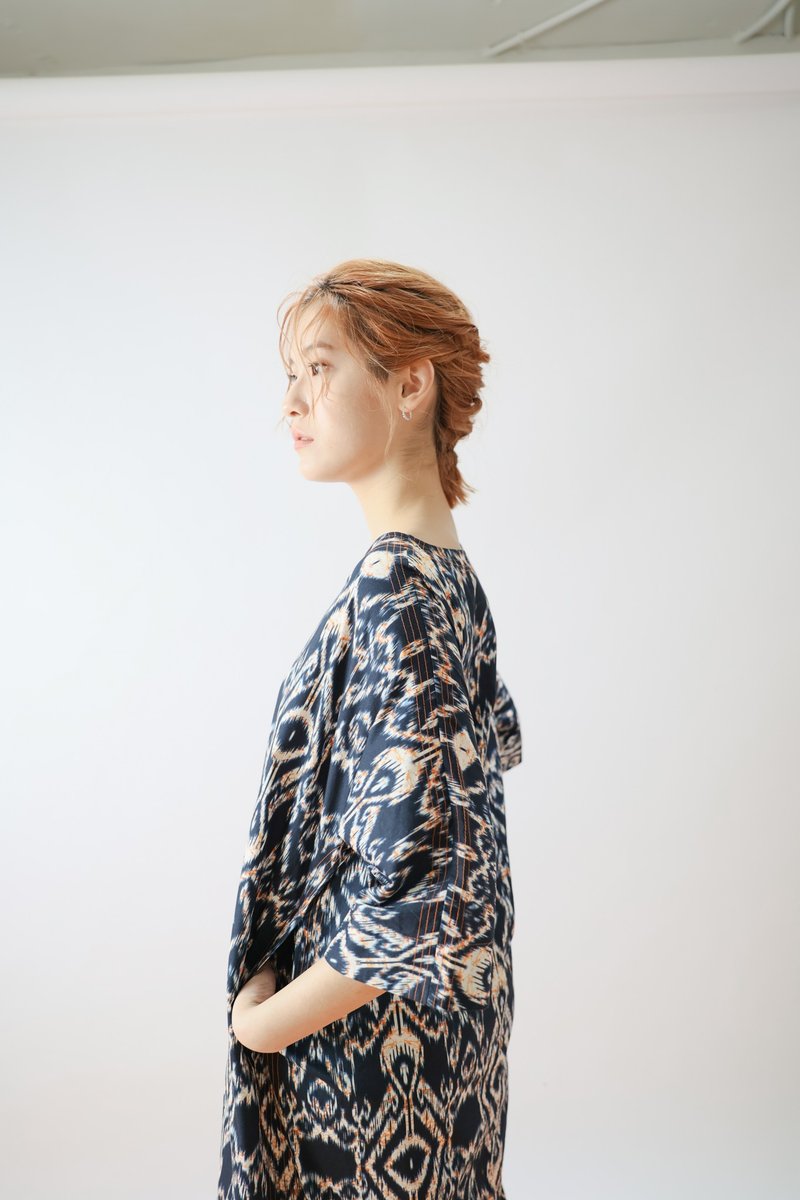 压线连袖洋装 - 洋装/连衣裙 - 棉．麻 