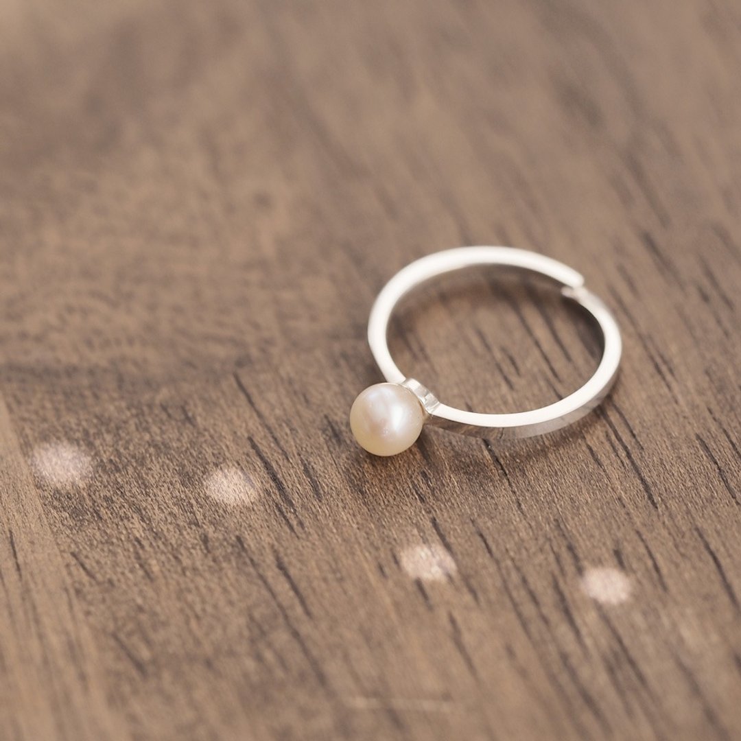 Pearl ring Silver 925 - 戒指 - 其他金属 白色