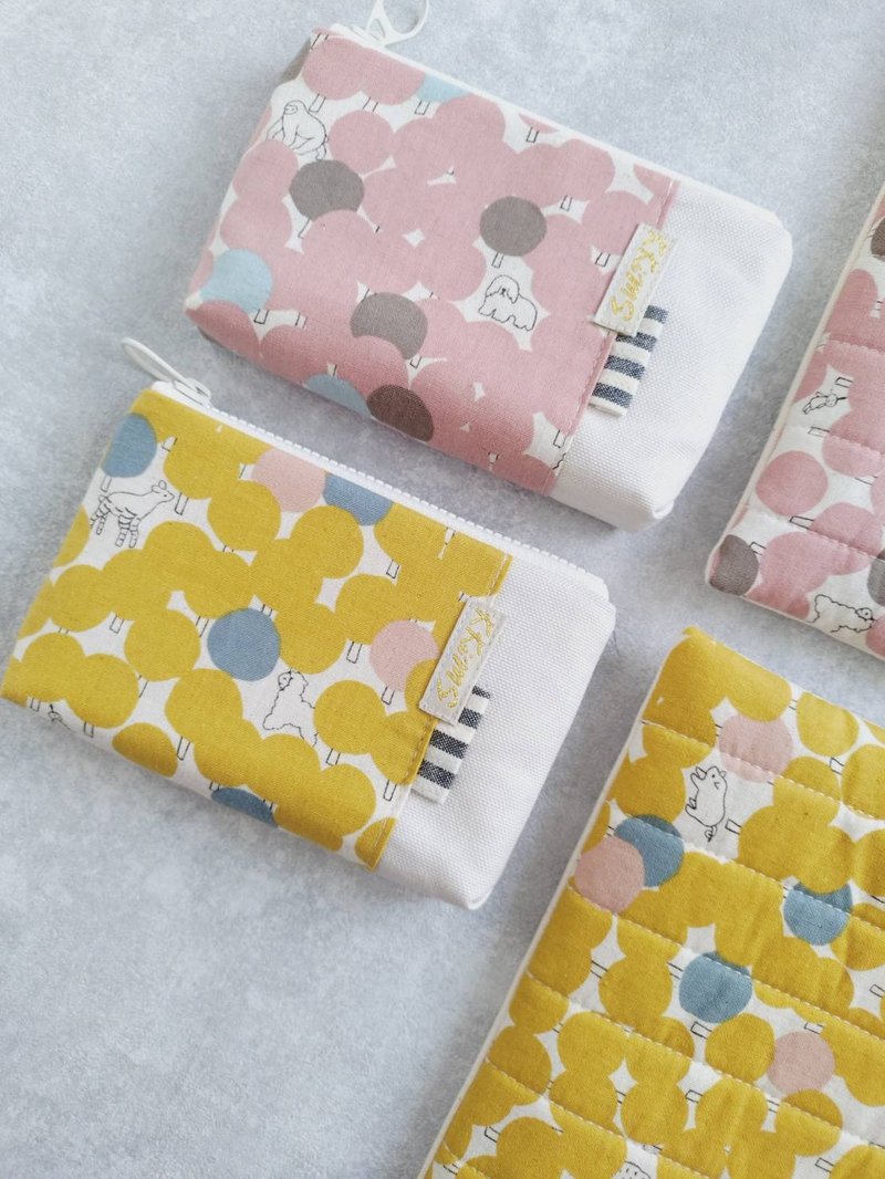 【FWL/双层小钱包】水玉小森林 小动物 日本布 设计师 棉麻 帆布 - 零钱包 - 棉．麻 多色