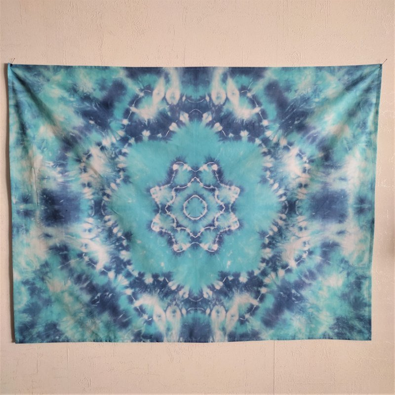 挂曼荼罗墙饰短窗帘扎染棉桌布 - 墙贴/壁贴 - 棉．麻 蓝色