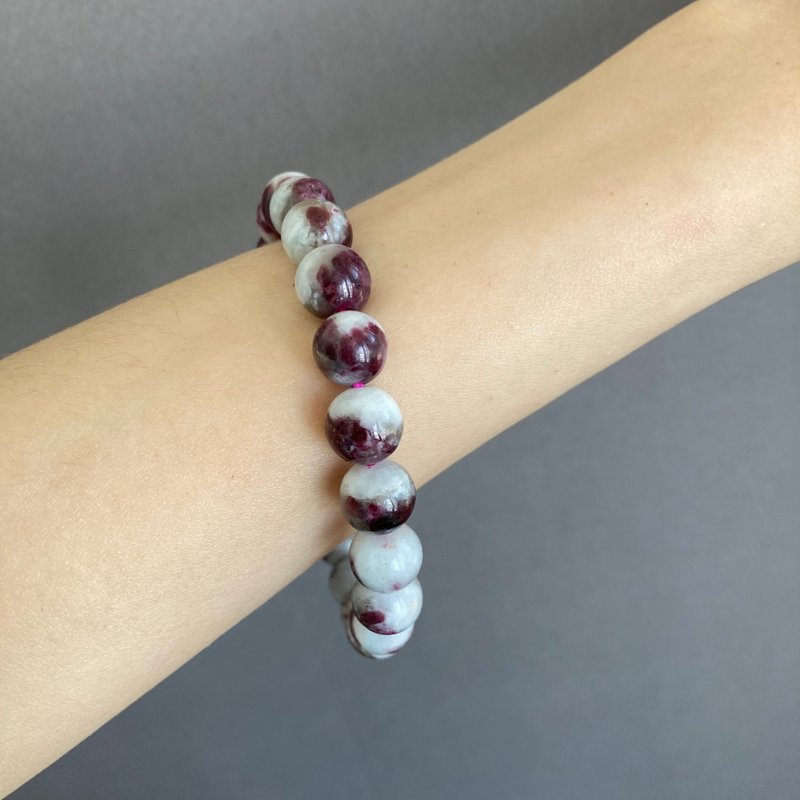 优质天然 l 红 紫 碧玺 红豆色泽 水晶 矿石 手串 无优化无染色 - 手链/手环 - 水晶 红色