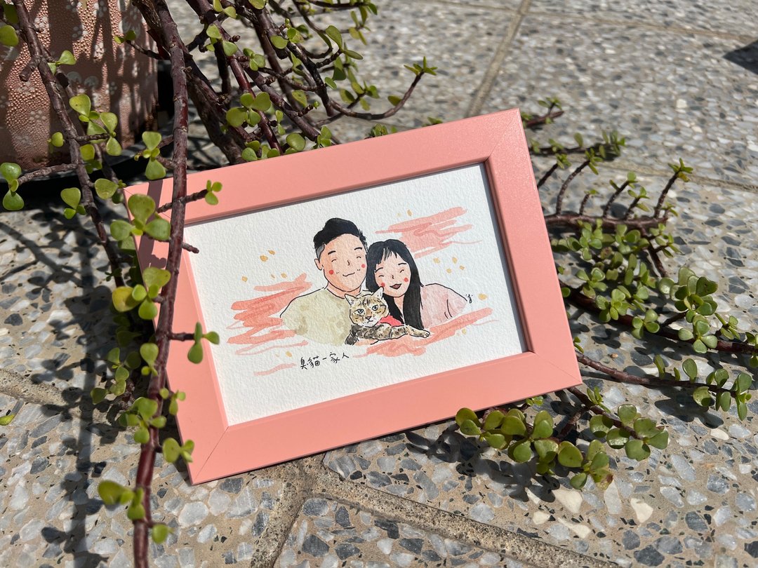 简单水彩似颜绘 / 3人 / 定制人像画 - 订制画像 - 纸 多色