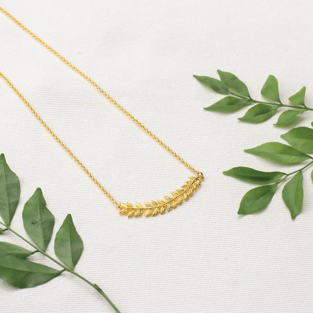 Leaf pendant - 项链 - 半宝石 银色