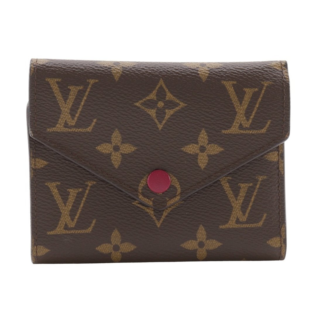 【日本直送】LOUIS VUITTON 路易威登 Portefeuille Victorine 三折式短夹 M41938 Monogram Fuchsia 女性【二手】 - 皮夹/钱包 - 人造皮革 咖啡色