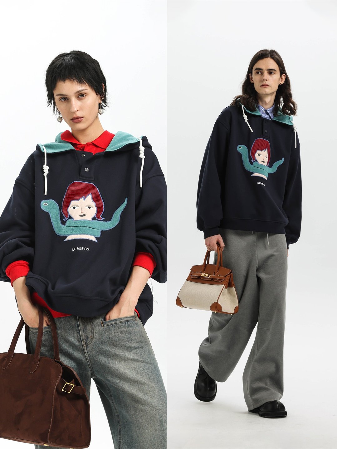 【蛇年限定】三合一功能撞色自发热抗静电加绒连帽卫衣Unvesno - 中性连帽卫衣/T 恤 - 其他材质 