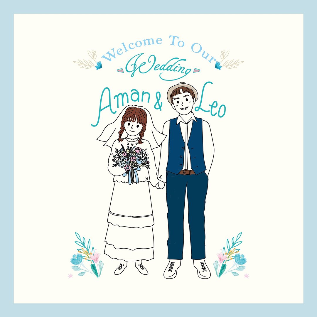 【数位定制化】 情侣 / 婚纱似颜绘 | 人像插画 | 礼物 | 电子档 - 电子手绘真人画像/绘画/插画 - 其他材质 