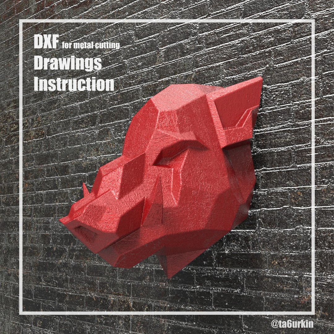 Sheet Metal Template Boar Head Project (dxf, PDF) - 图文模板设计 - 其他材质 