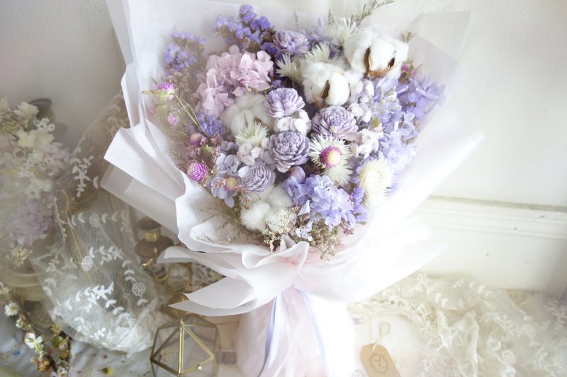 梦幻甜美花束/韩式花束/生日/情人节/求婚花束 - 干燥花/捧花 - 植物．花 紫色