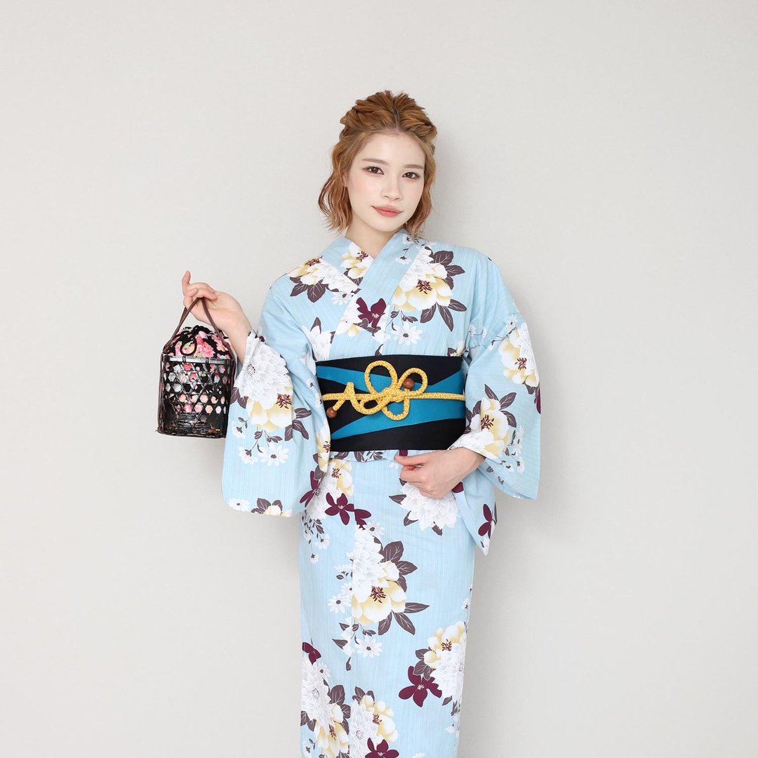 日本 和服  女性 浴衣 腰封 2件组 F Size x14F-14 - 其他 - 棉 蓝色