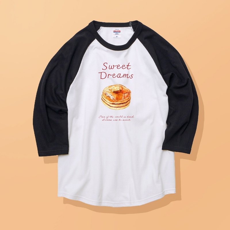 SWEET DREAMS_猫咪与松饼 / 安心品质 / 舒适七分袖T恤 - 女装 T 恤 - 棉．麻 白色