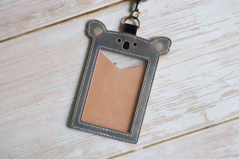 无尾熊 考拉 可伸缩  真皮证件套/识别证卡套 附挂绳  定制化 - 证件套/卡套 - 真皮 灰色