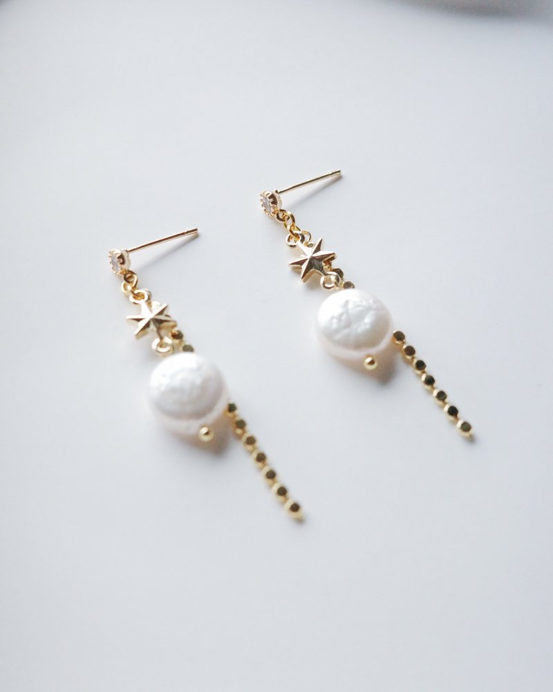 AStarIsBorn 系列 | 夜语 | 手作珍珠耳环 - 耳环/耳夹 - 珍珠 金色