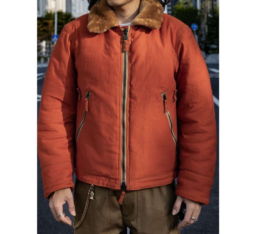 工装外套 地勤夹克 D-1 羊驼毛 防撕裂丛林布 保暖 户外 下雪可穿 - 男装外套 - 其他材质 橘色