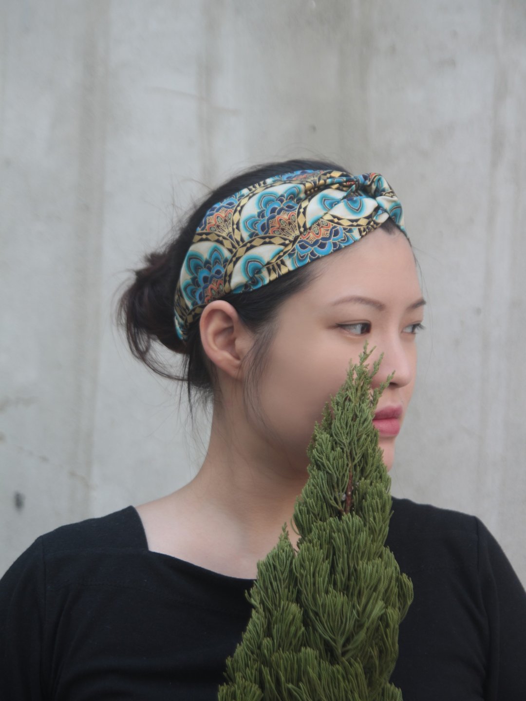 轮圆具足 美国烫金布 手工十字松紧发带 - 发带/发箍 - 棉 多色
