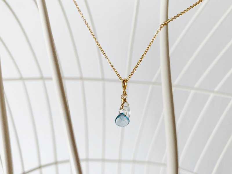 [March and November birthstones] London blue topaz and aquamarine necklace (K14GF) bring hope for the future - 项链 - 半宝石 蓝色