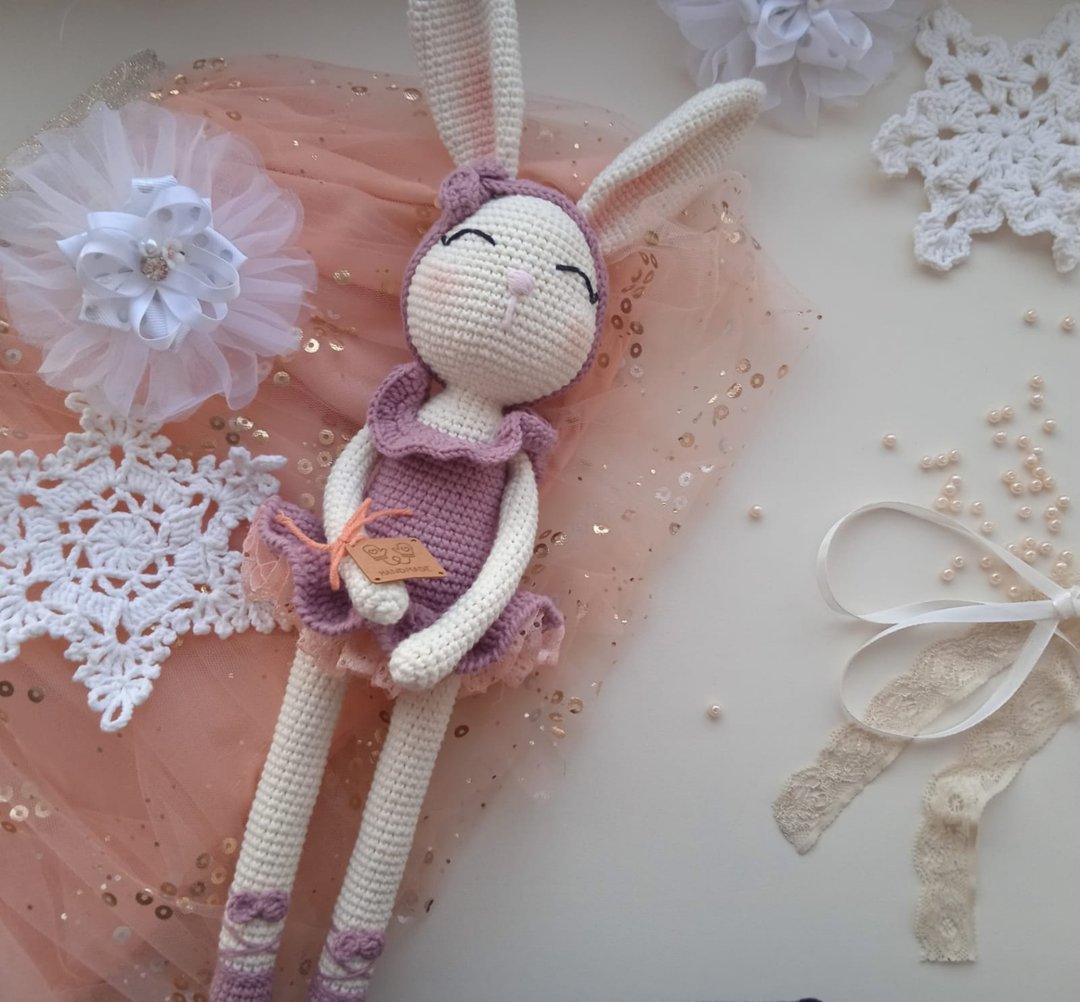 Crochet ballerina bunny Amigurumi crochet doll  Crochet bunny toy - 玩具/玩偶 - 棉 粉红色