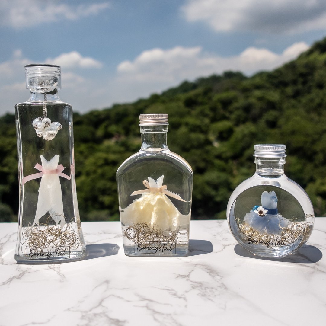 【可定制】公主浮游花礼 - 干燥花/捧花 - 玻璃 白色