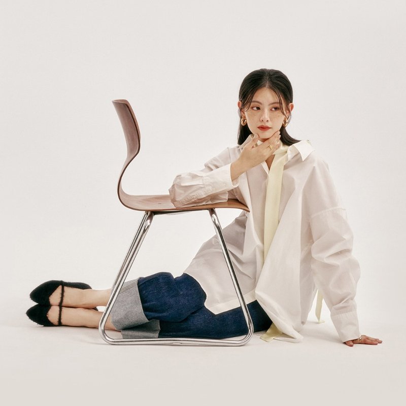 娃娃毛海平底鞋 黑格纹 | inooknit 专为亚洲女生设计的针织鞋 - 芭蕾鞋/娃娃鞋 - 聚酯纤维 黑色