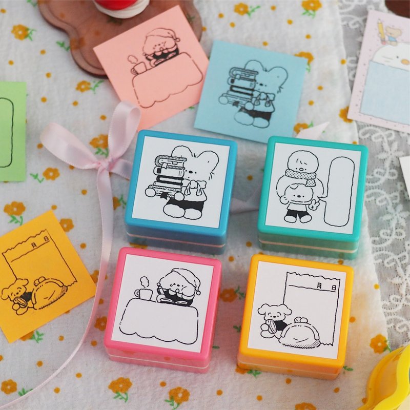 小狗巴士VOL.16 可爱小狗 光敏印章 /手帐拼贴日常实用印章 - 印章/印台 - 塑料 多色