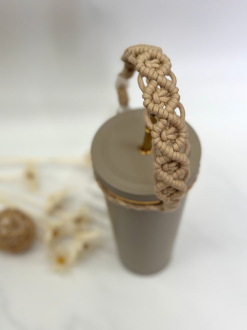 菱形编织可调式饮料提绳。饮料提带/礼物 - 随行杯提袋/水壶袋 - 棉．麻 多色