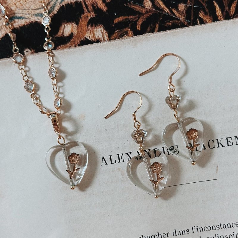 耳环项链组 | Blossom Heart 琉璃花心 / 新年福袋 - 项链 - 其他材质 透明