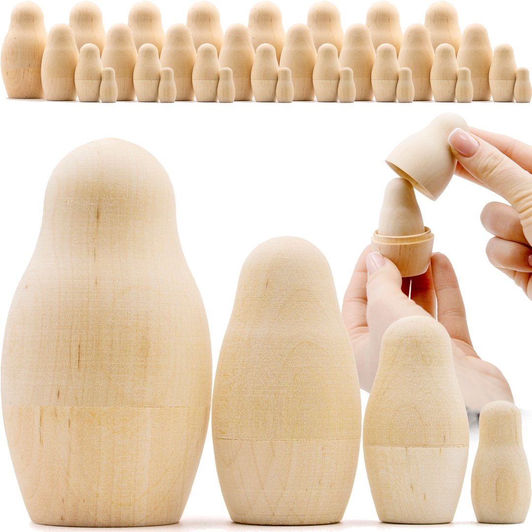Blank Russian Nesting Dolls Lot of 8 Sets by 4 pcs - Wooden Blank Doll - 木工/竹艺/纸艺 - 木头 