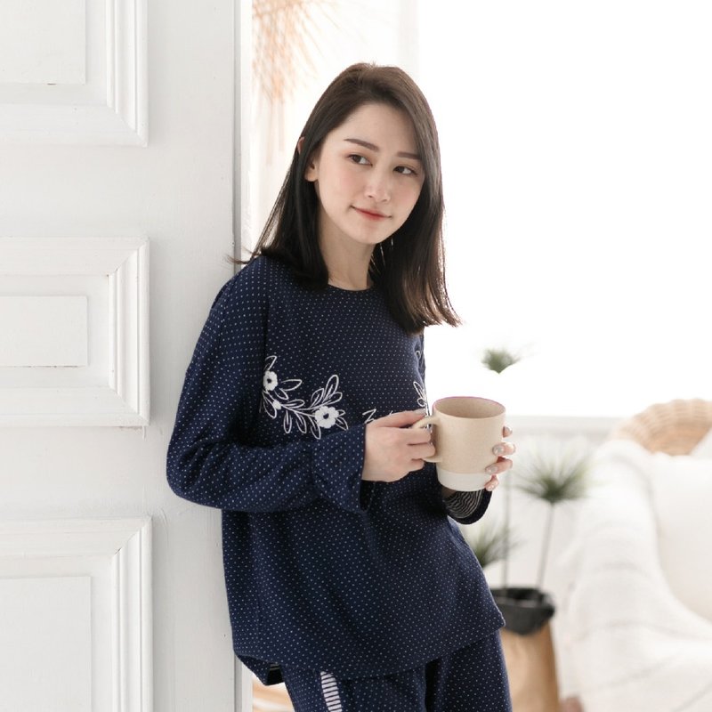 UMORFIL胶原蛋白公主袖口居家服-丈青 - 居家服/睡衣 - 棉．麻 蓝色