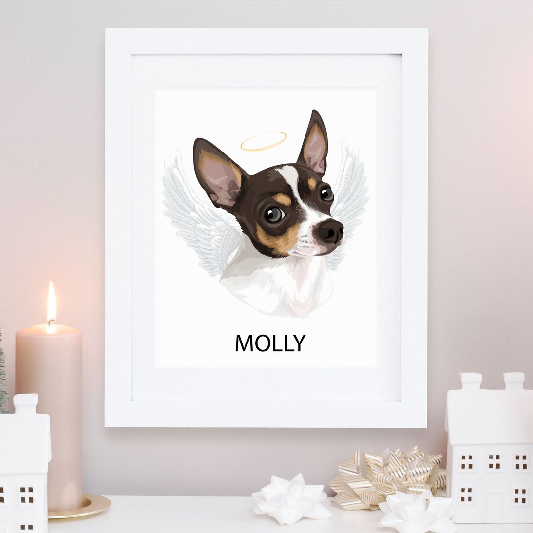 Memorial pet portrait. Pet loss gift. Cat and dog portrait. Printable portrait. - 电子手绘真人画像/绘画/插画 - 其他材质 