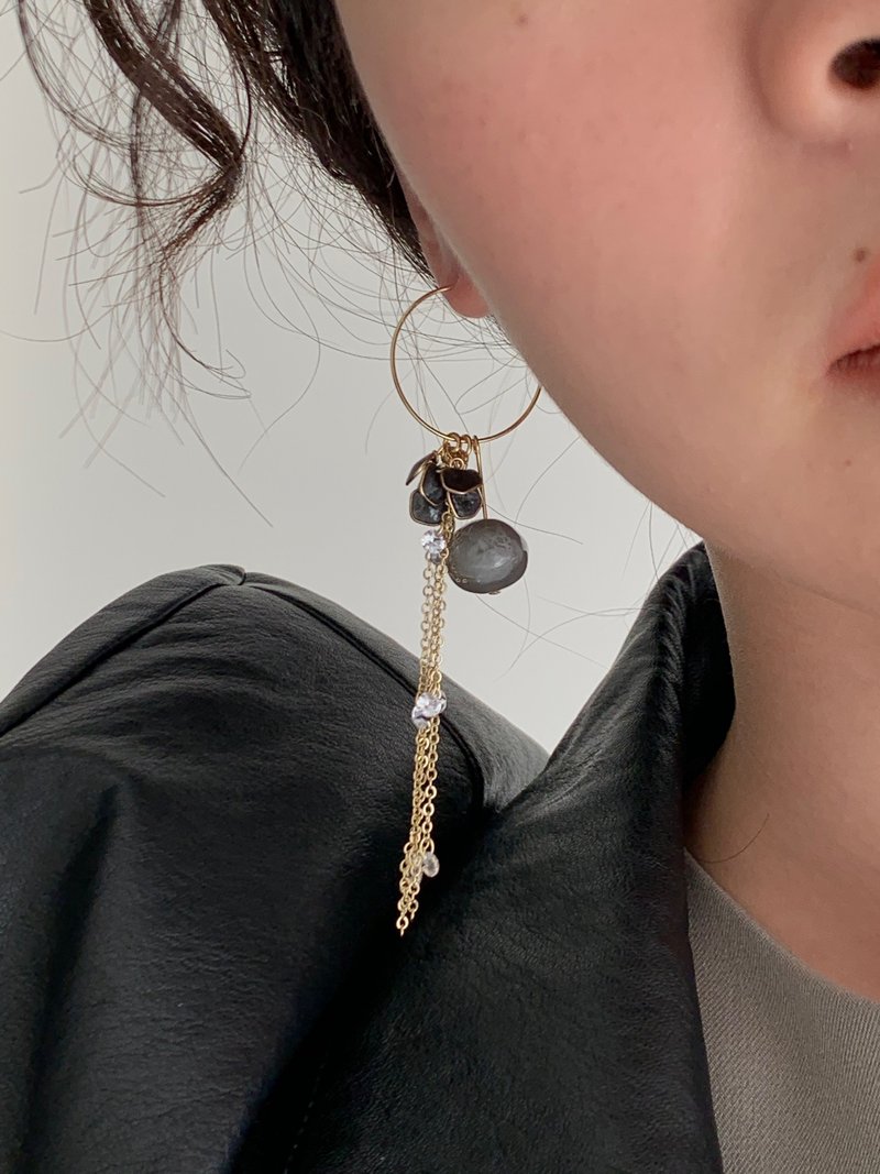 拎上心中那把钥匙 耳环 / 耳夹可 树脂 个性 黑 - 耳环/耳夹 - 树脂 黑色