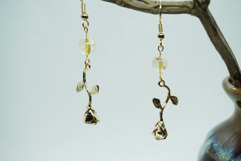 飞机耳 / 原创耳饰 /【守护】/ 钛晶 / 施华洛世奇水晶元素 - 耳环/耳夹 - 水晶 金色