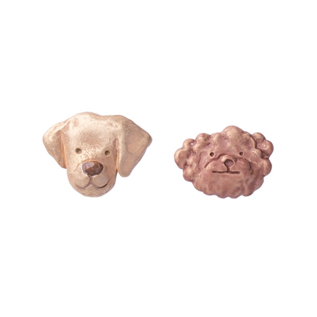 拉布拉多与贵宾犬耳环 Labrador and Toy Poodle PA597 - 耳环/耳夹 - 其他金属 卡其色