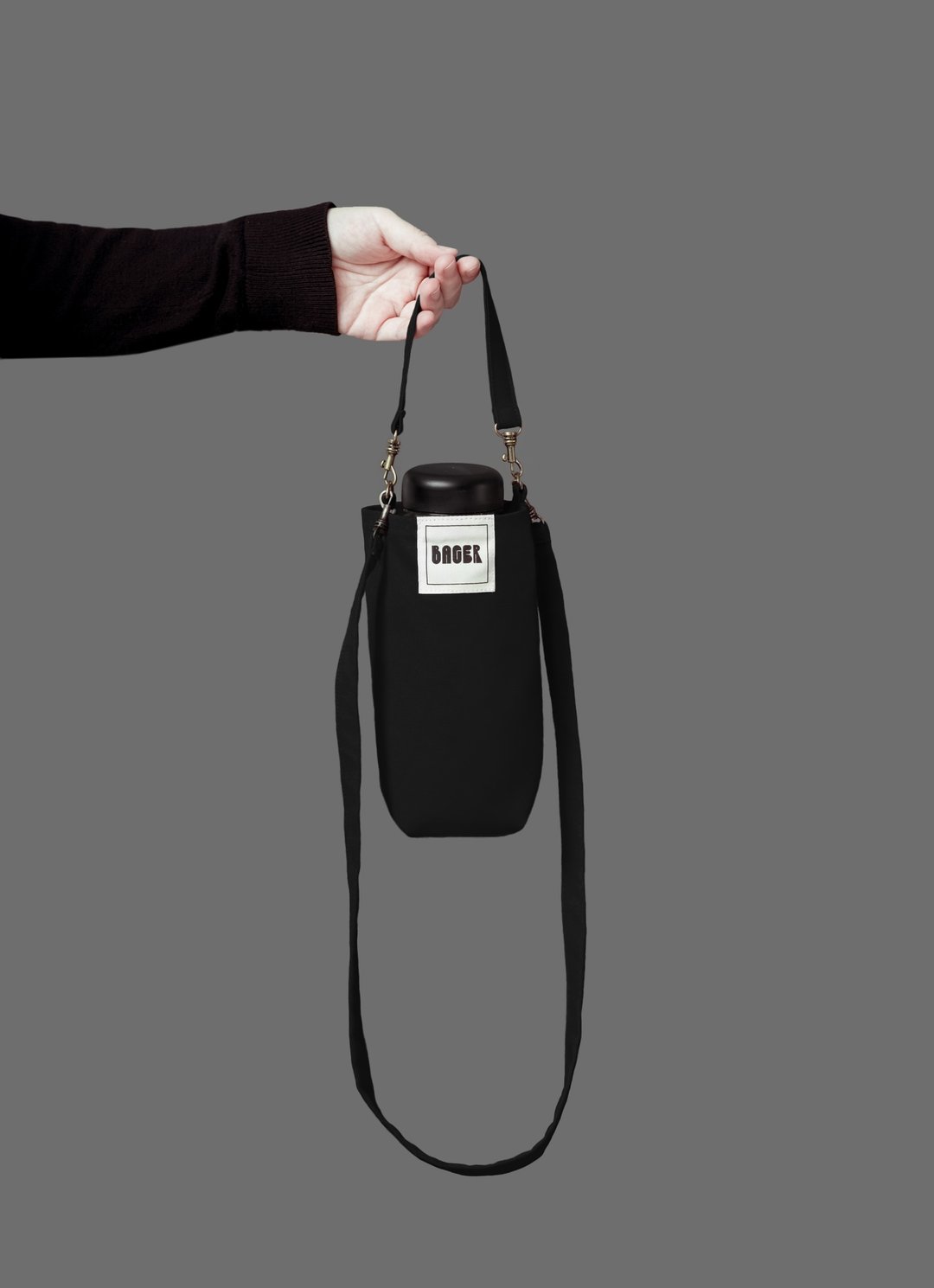 万用环保饮料提袋  可拆式长背带 斜肩背 手提 黑 - 手提包/手提袋 - 棉 黑色