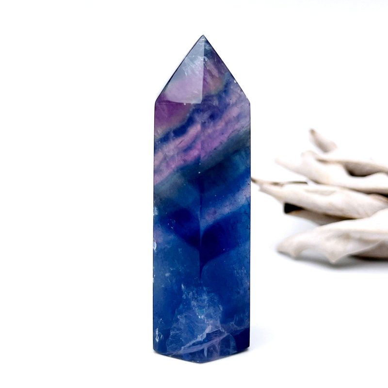 潋光。萤石柱 摆件 净化 疗愈 l 蓝绿紫萤石柱 有冰裂纹爆彩 l - 摆饰 - 水晶 多色