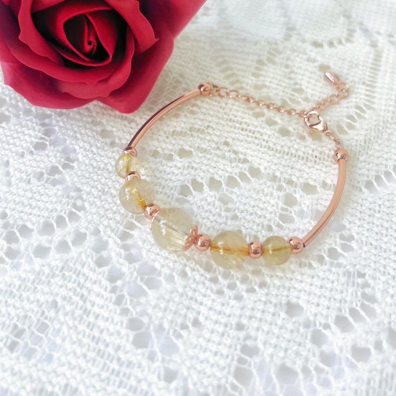 偏财之寳 金发晶 天然水晶 手鈪 手链 手链 手环 定制化 - 手链/手环 - 水晶 金色