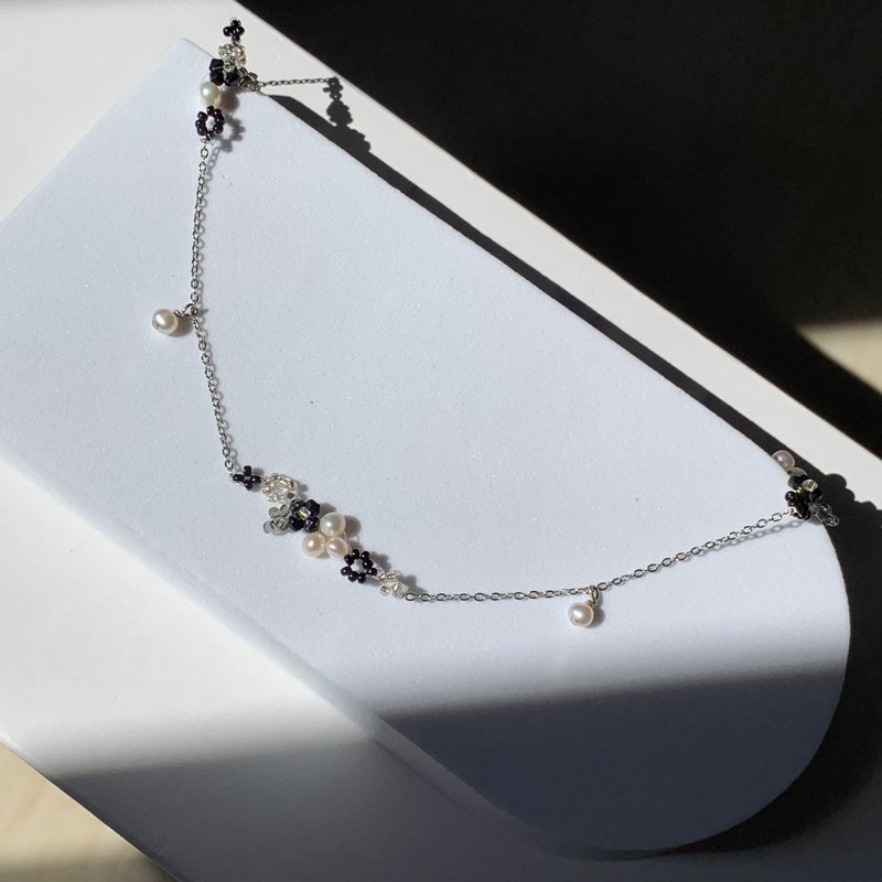 汐 银色款  抗敏 不锈钢链 天然淡水珍珠 情人节礼物 生 - 项链 - 不锈钢 银色