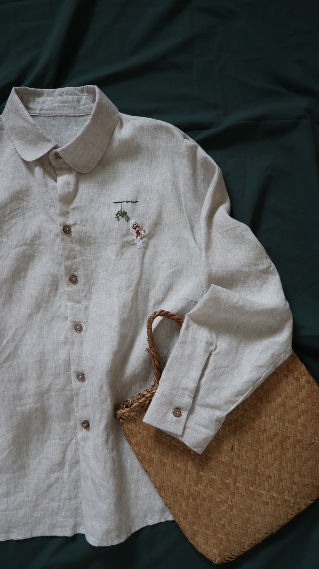 SLP10手刺绣小圆领衬衫/Peter Pan Shirt - 女装衬衫 - 棉 