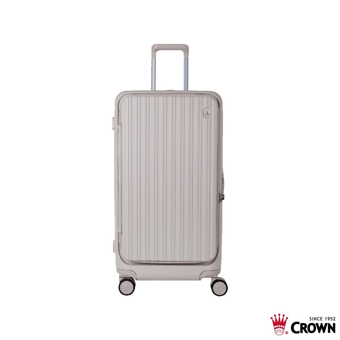 【CROWN】26寸 BOXY 前开框架胖胖拉杆箱 托运箱  燕麦奶茶 - 行李箱/行李箱保护套 - 塑料 卡其色