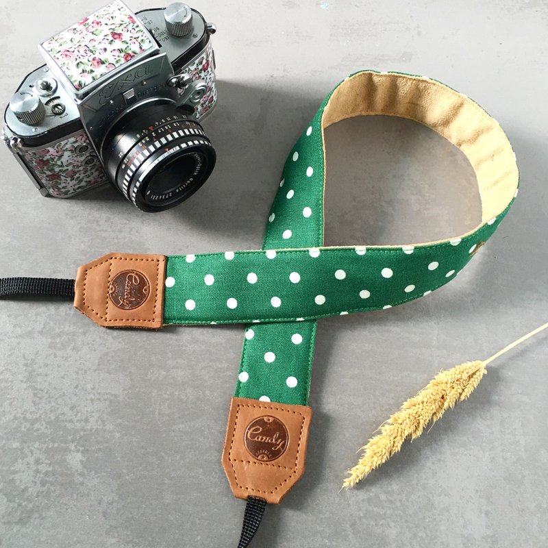 Green Polkadot Mirrorless or DSLR Camera Strap - 相机 - 棉．麻 绿色
