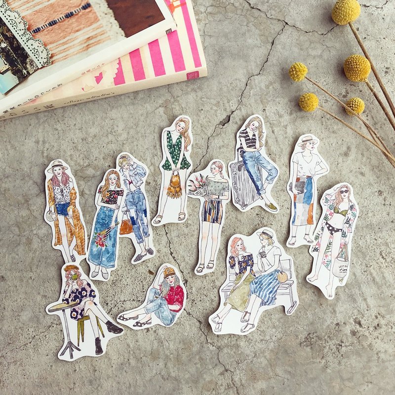 Lazy Holiday / 女孩11入贴纸 - 贴纸 - 纸 多色