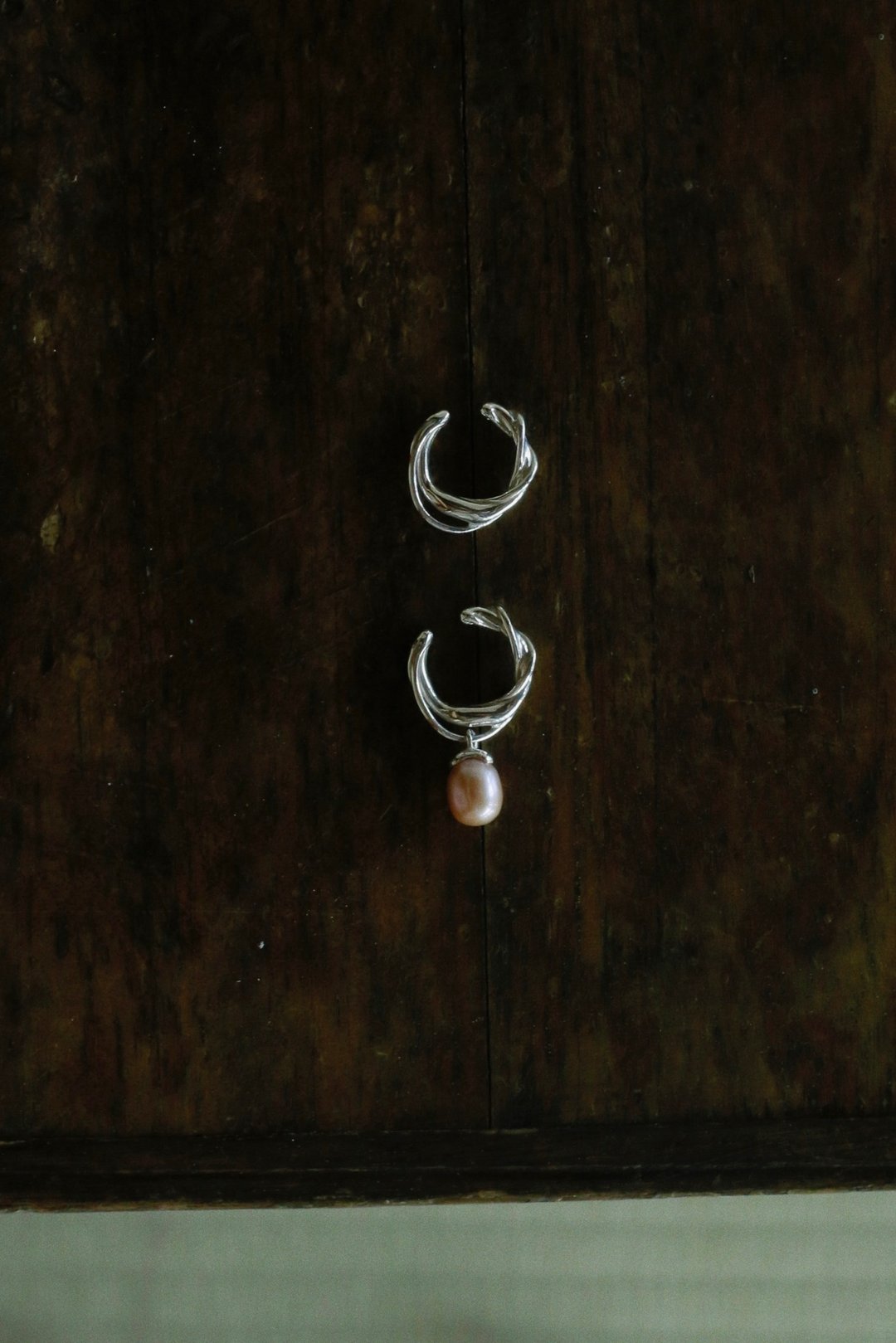 Mizuhiki Pearl Ear Cuff 水引珍珠耳骨夹 - 耳环/耳夹 - 纯银 粉红色