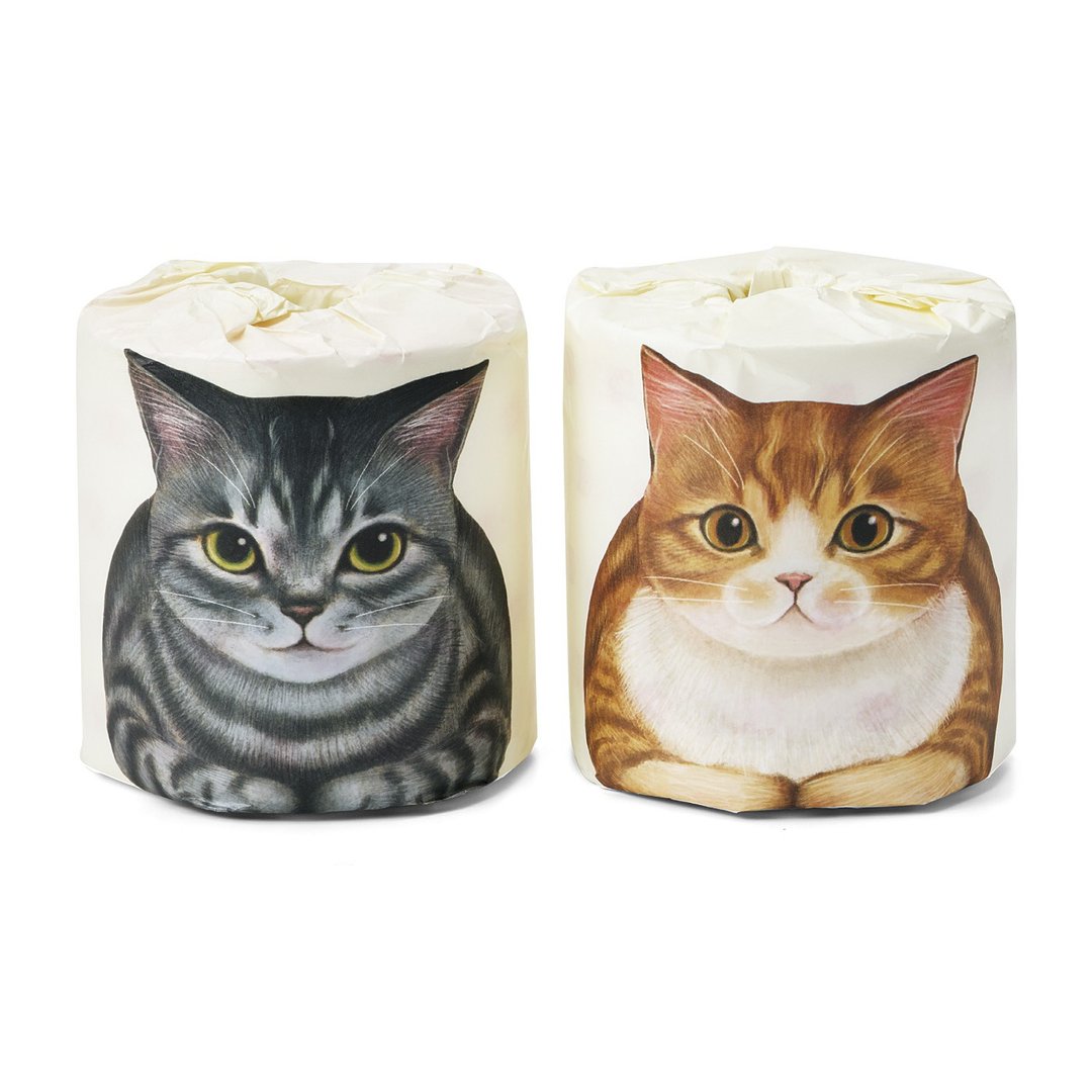 岁末惊喜 猫部 猫咪折手坐 卷筒厕纸 - 灰猫橘猫 - 其他 - 纸 多色