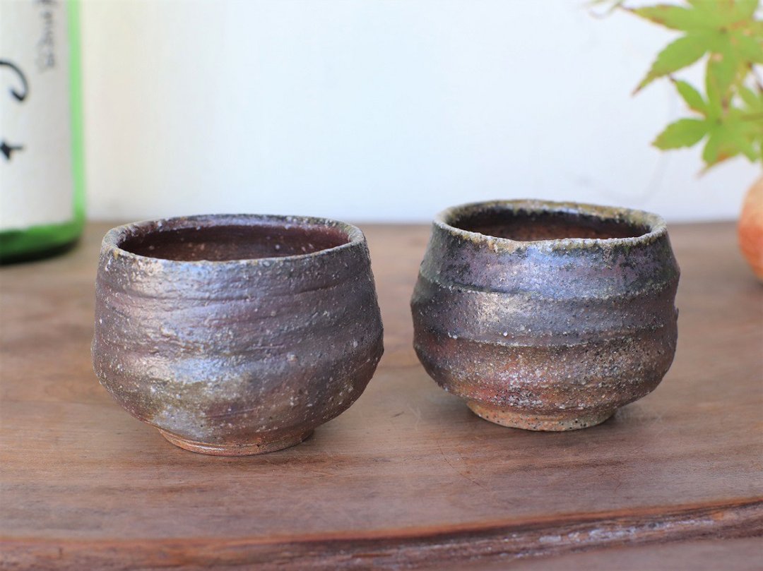 Bizen ware sake cup (set of 2) gi-327 - 酒杯/酒器 - 陶 咖啡色
