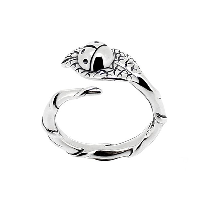 童颜童语-瓢虫与叶戒 - 戒指 - 其他金属 银色