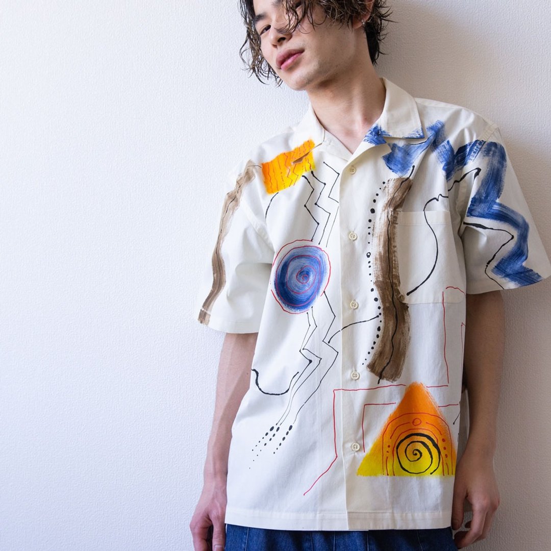 Ethnic pattern paint short-sleeved shirt - 中性连帽卫衣/T 恤 - 棉 多色
