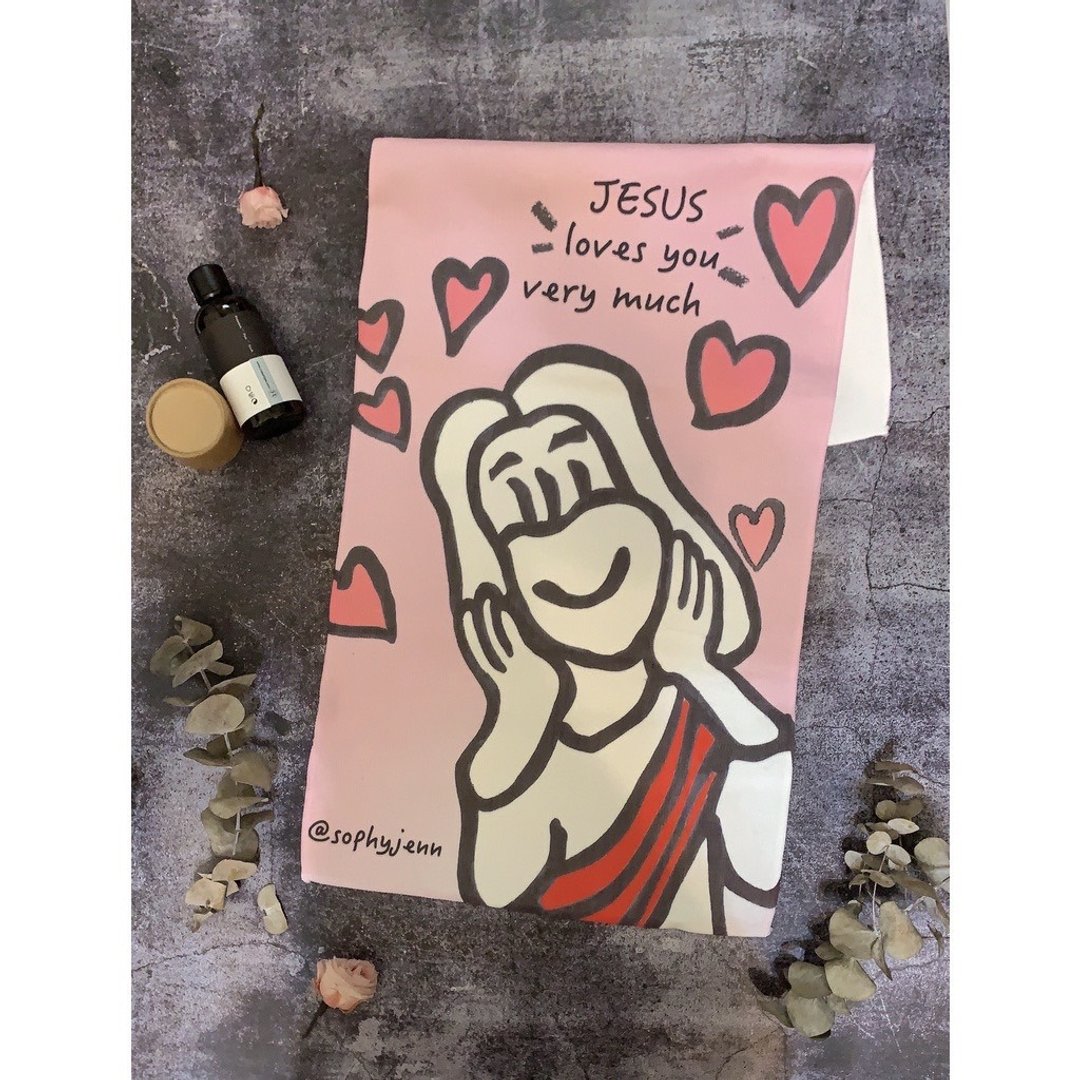 Sophie Art 耶稣爱你 Jesus Loves You 毛巾 - 毛巾浴巾 - 聚酯纤维 